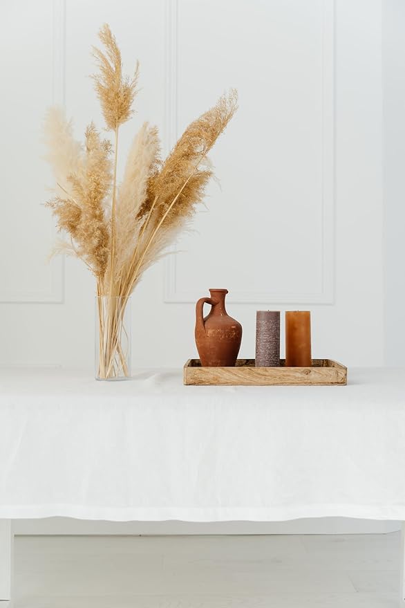 Natural Linen Tablecloth 60 x 106 Inch - 100% Pure Linen Rectangular Tablecloth - Machine Washable Table Cover for Spring, Easter, Summer, Indoor, Outdoor, Off White