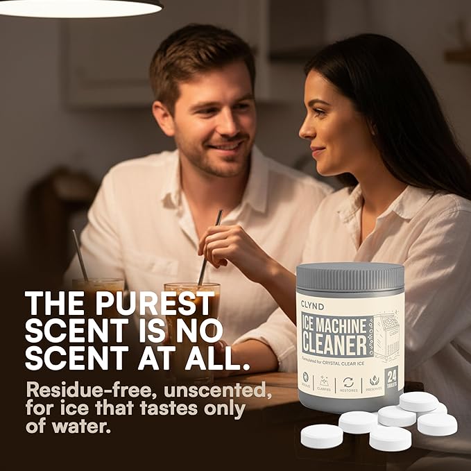 Nickel Safe Ice Machine Cleaner and Descaler 24-Pack Countertop Ice Maker Cleaner Tablets – No Residue, Unscented, Non-Corrosive Formula for Commercial, Nugget, and Home Machines