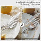 HIKAA 45-Piece Silverware Set with Organizer, Heavy Duty Stainless Steel Flatware for 8, Cutlery Utensil Sets with Serving Utensils, Mirror Polished, Dishwasher Safe