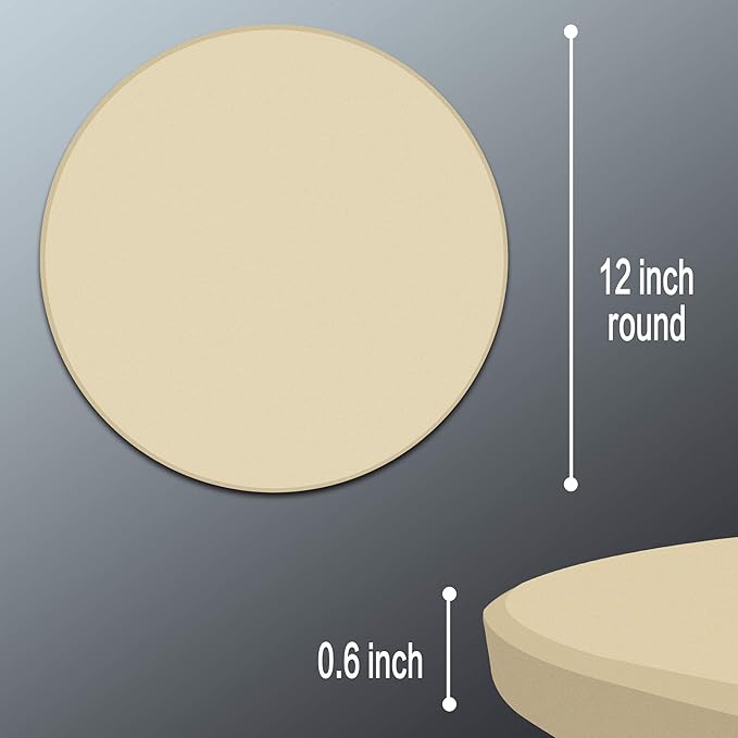 Round Pizza Stone, Heavy Duty Cordierite Pizza Grilling Stone, Baking Stone, Pizza Pan, Perfect for Oven, BBQ and Grill, Thermal Shock Resistant, Durable and Safe, 12 Inch Round, 4.6Lbs