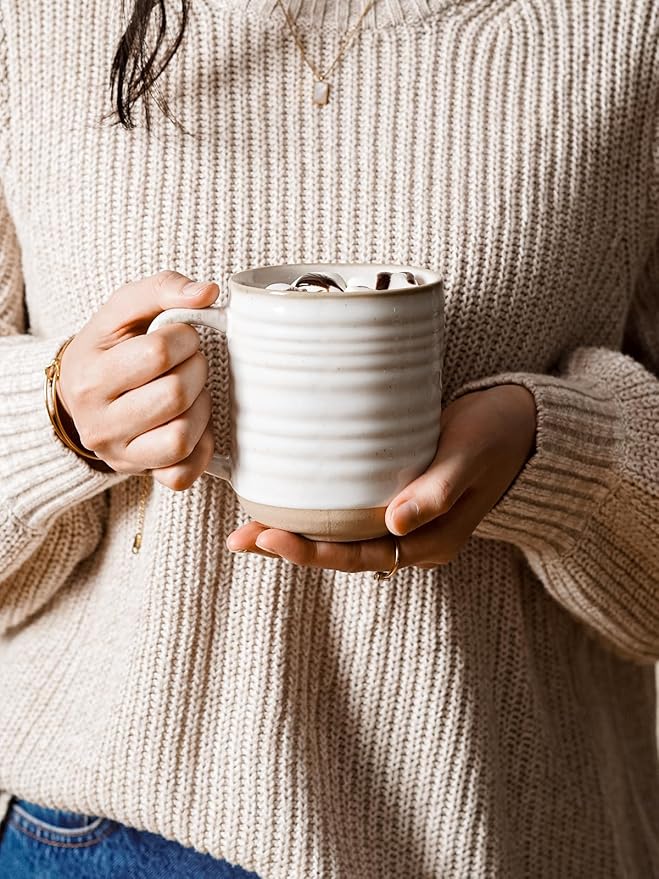 LE TAUCI Coffee Mugs 15 oz,Ceramic Mug Set, Coffee Cups for Latte, Hot Tea, Cappuccino, Mocha, Cocoa, Dishwasher Safe, Suit For Housewarming Wedding- 3.5 inch, Set of 4, Arctic White