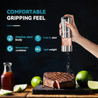 EUHOMY 1 Pack Salt and Pepper Grinder, Type-c No Battery Needed with LED Light, Adjustable Coarseness, Stainless Steel Automatic Salt Pepper Mill Grinder, One Handed Operation, Kitchen