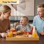 Bamboo Serving Tray with Handles Set of 2, Elegant Wood Tray for Serving Food, Coffee, or Decoration- Suitable for Living Room, Kitchen, Bedroom, Bathroom and BBQ, Picnic