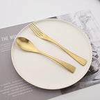 Luxury 18/10 Stainless Steel Matte Champagne gold Flatware Set - Silverware Cutlery Utensil Set Steak Knife Spoon and Fork Knife Serving Set,Service for 1 (6-Piece)