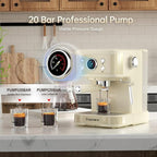 White Espresso Machine with Milk Frother, Cappuccino Machines for Home, Coffee Espresso Machine Suitable for Coffee Powder/NS Original Capsules, Espresso Maker with Thermometer