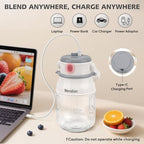 Portable Blender for Shakes and Smoothies- Personal Juicer 27 OZ Electric Protein Shaker Bottle with Insulated Sleeve, USB-C Rechargeable,Travel Lid- Small Blender Cup for Kitchen, Office, Gym,Trave