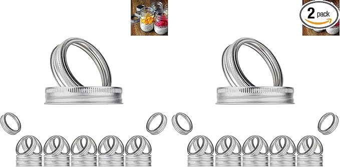 20pcs Rust Resistant Silver Mason Jar Replacement Rings, 87mm Wide Mouth Bands for Canning Lids, Storage (20pcs) (Pack of 2)