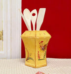 ACK Bamboo Rooster Hand Painted Ceramic Utensil Jar With Wooden Tool, Utensil Holder, Utensil Crock, Modern Kitchen Decor, Kitchen Storage for for Spoon, Ladle, Spatula and More