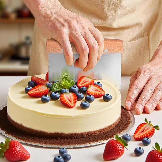 Griddle Scraper for Blackstone, Heavy Duty Stainless Steel Grill Scraper,Dough Scraper Cutter for Bread and Pizza Cutter, Griddle Scraper Chopper Multipurpose Kitchen Utensil for Flat Top Griddle