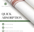 Salt Earth Kitchen Towels Cotton Dish Towel Size 24x14 Inches Set of 6 100% Ring Spun Cotton Absorbent Quick Dry Herringbone Weave Lint Free Washable Dishcloth Hanging Loop Color White & Red Stripe