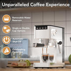 Kndko Espresso Machine 20 Bar, Compact Espresso Coffee Maker with Steam Milk Frother, Stainless Steel Coffee Machine with 40.5oz Removable Water Tank for Espresso, Latte, Cappuccino, Iced Coffee