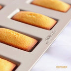 CHEFMADE Financier Cake Pan, 8-Cavity Non-Stick Rectangle Muffin Pan Biscuits Cookies Bakeware for Oven Baking (Champagne Gold)