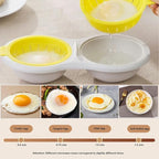 Microwave Egg Poacher,2 Cavity Eggs Poacher, Microwave egg cooker with Lid,Double Layer Microwave Boiled Eggs Maker for Egg McMuffin Hamburg Breakfast Sandwiches,Easy to cook and clean (yellow)