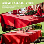 Pureegg Rectangle Table Cloth 60" x 84" – Durable Polyester Tablecloth Offers Reusable & Washable Protection, Ideal for Outdoor Party, Picnic, Wedding, Banquet and Birthday, Red