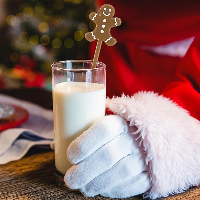 Chengu 100 Pcs Christmas Drink Stirrers Xmas Stir Sticks Bulk Holiday Coffee Stirrers Plastic Swizzle Stick Hot Cocoa Bar Supplies Chocolate Decoration Reusable Cocktail Mixer(Gingerbread Man)