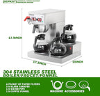 12 Cup Commercial Coffee Maker, Auto Filling Drip Coffee Maker Machine with 3 Glass Carafes 3 Warmers, Stainless Steel Pour Over Coffee Brewer with Hot Water Supply for Restaurant Office Cafe