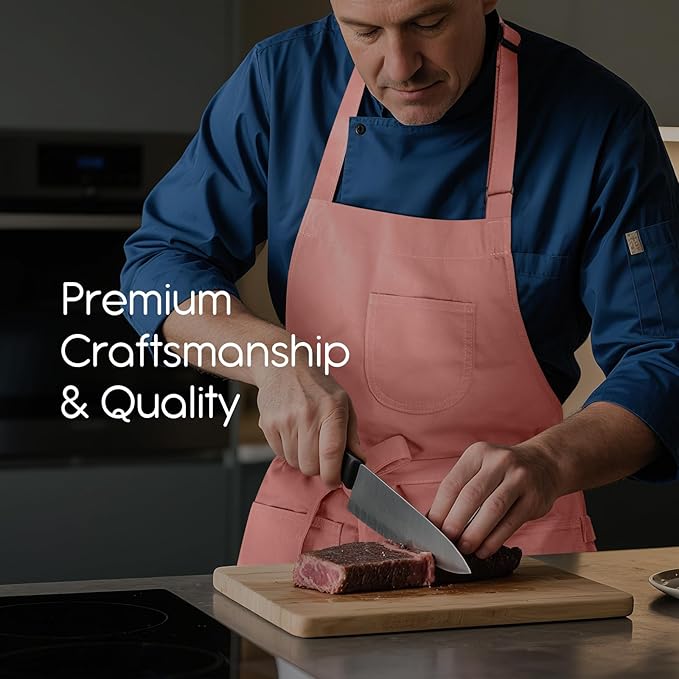 Unisex Apron with Pockets for Cooking, Salon & Art - 100% Cotton Adult Kitchen, Chef, Stylist Apron