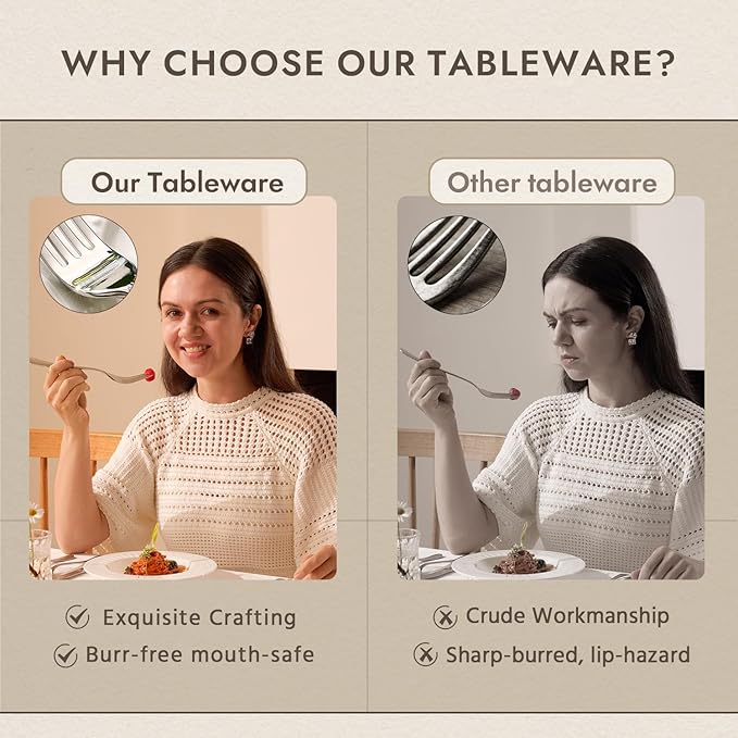 KINGSTONE Silverware Set, Luxury 40 Piece Flatware Set for 8, 18/10 Stainless Steel Cutlery Set with Diamond Cut Pattern for Kitchen, Home, Wedding, Party, Mirror Polished and Dishwasher Safe