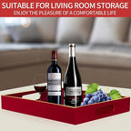 Sturdy Acrylic Serving Tray with Handles-15.7x11.8Inch, Morden Plastic Rectangular Serving Tray for Coffee Table Bathroom, Ottoman, Home Decor (Rectangular - Red)
