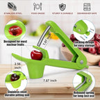 SCHVUBENR Cherry Pitter Tool - Stainless Steel Cherry Corer Pitter with Ergonomic Push Design - Easy to Use for Making Cherry Jam - Pit Cherry with Ease, Saving Time & Space with Lock Design(Green)