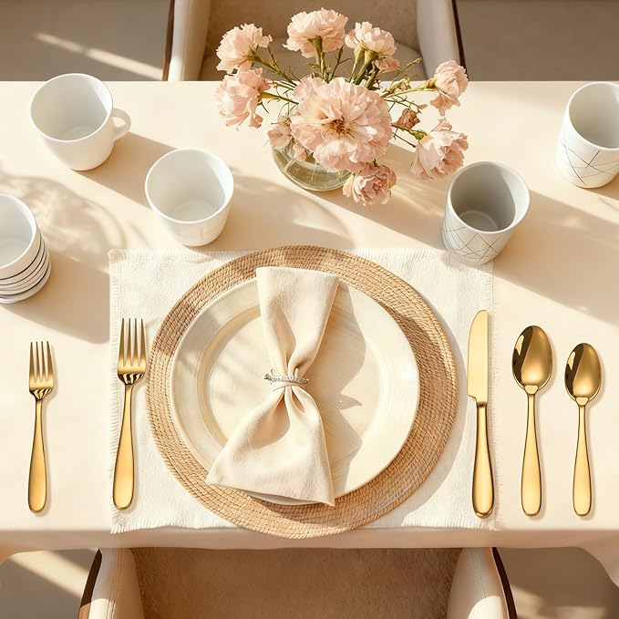 40-Piece Gold Silverware Set, Flatware Set for 8, Food-Grade Stainless Steel Tableware Cutlery Set, Mirror Finished Utensil Sets for Home Restaurant, Forks Spoons and Knives Set, Dishwasher Safe