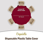 Party Solids 12-Pack Premium Plastic 84-Inch Round Tablecloth, Burgundy