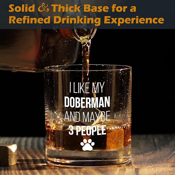 kunlisa Doberman Gifts Whiskey Glasses, Doberman Gifts for Women, Dog Dad Mom Lovers Owners Gift, 10 oz Drinking Rocks Glasses for Women Men Whisky Cocktail Scotch Bourbon Liquor
