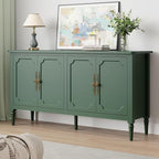 Large Sideboard Buffet Cabinet with Storage: 58'' Modern Credenza Buffet Table Coffee Bar Wine Bar Storage Sideboard with 4 Doors for Dining Room Living Room (Forest Green)