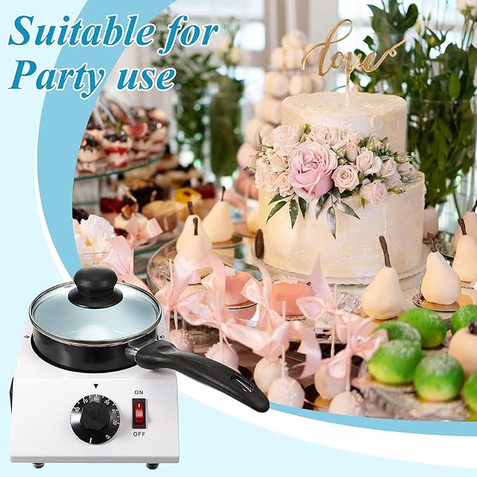 ROCEEI 1 Set Chocolate Boiler Electric Heating Chocolate Melting Tempering Machine with 1 Silicone Spatula Boiler for Melting for Candy(Single Pot)