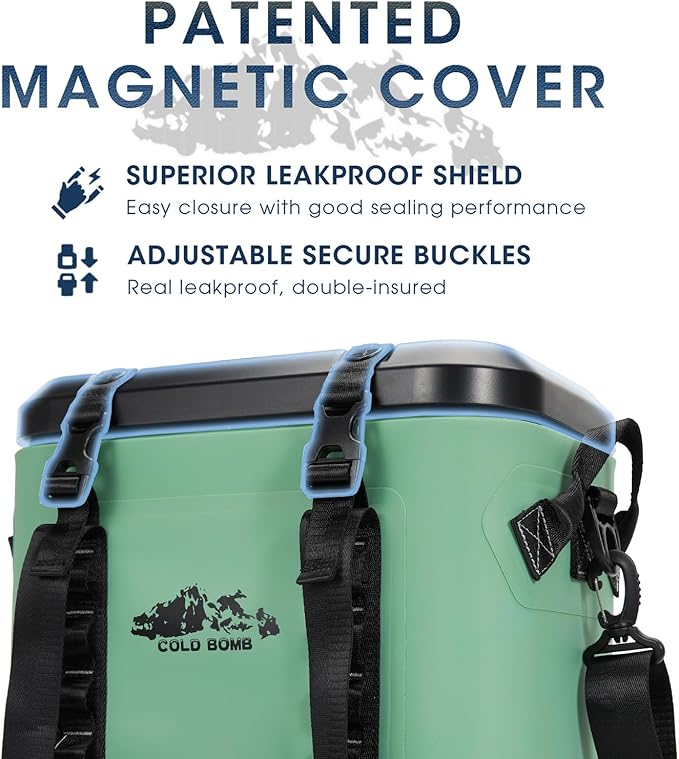 Magnetic Backpack Cooler Bag, Cold Retention Soft Coolers 30 Can Insulated Soft Sided Cooler with Waterproof Bag