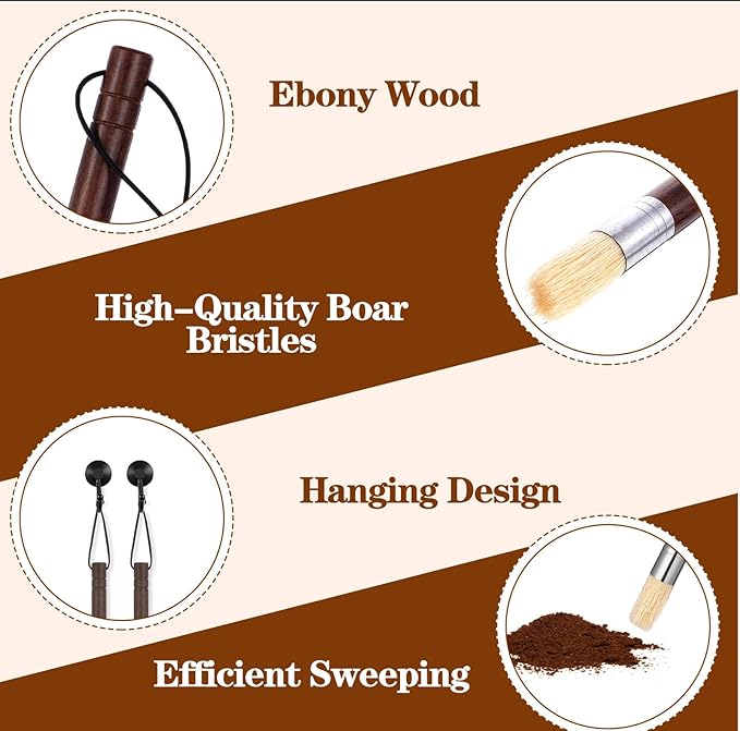 2 Pack Coffee Grinder Brush, Espresso Machine Brush with Wooden Handle and Natural Bristles, Coffee Grinder Cleaning Brush for Home Kitchen Espresso Machine Cleaner Tool
