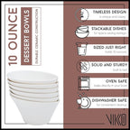 Vikko White Soup Bowls, Set of 6 Ceramic White Bowls, 10 Ounce, Elegant Shape Versatile Salad, Soup Bowl or Dessert Bowl, Dishwasher Safe