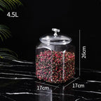 152oz Plastic Food Storage Jar with Airtight Seal Lid, Square Kitchen Counter Container for Cookies, Candy, Pasta, Dry Goods for Pantry Organization，4.5L