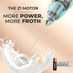 Zulay Kitchen Milk Frother Handheld Electric Whisk with AA Duracell Batteries – Durable Drink Mixer for Coffee, Lattes, Cappuccinos & More - Mimosa