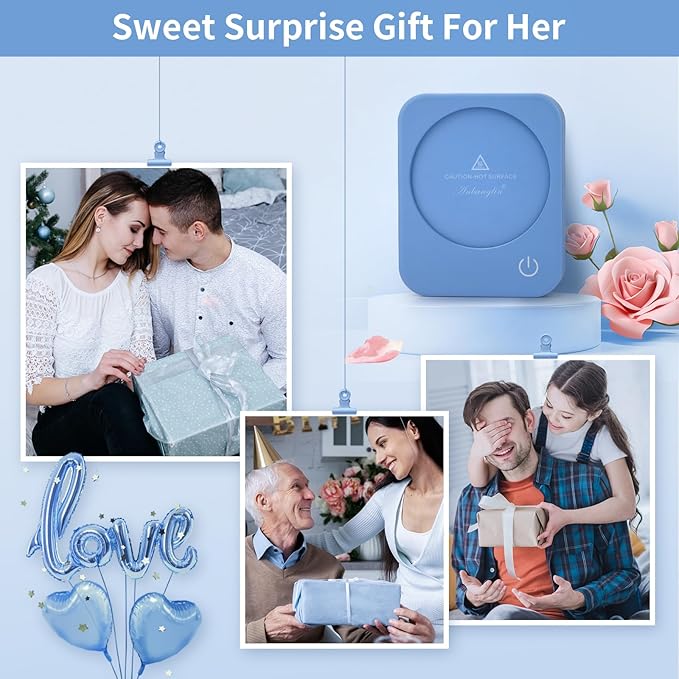 Coffee Mug Warmer, Smart Desk Cup Warmer with 3 Temperature Control & Auto Shut Off, Electric Heating for Candle, Milk, Tea, Beverage (Sky Blue)