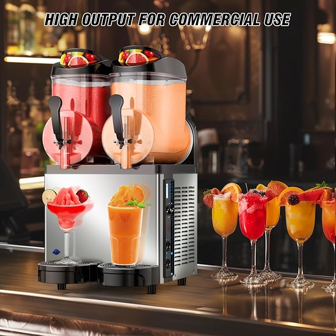 Ultimate Commercial Slushy Machine – 12X2 Tank Stainless Steel Slush Machine,Commercial Frozen Drink Maker for Juices, Margaritas, and Cocktails – Ideal for Bars and Restaurants