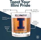 Greenline Goods – University of Illinois Fighting Illini College Whiskey Glasses (Set of 2), 10 oz – Full-Color Logo + Campus Map