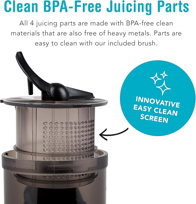 Shine Multi-Batch Compact Cold Press Juicer SMB-1, Hands-Free, Hopper Continuous Feed, Portable