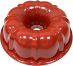 Classic Bakeware 9.5 Inch Non-stick Fluted Cake Pan,Heavy Duty Carbon Steel Tube Baking Mold Red