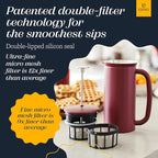 ESPRO P7 French Press Coffee Maker - Double-Walled Stainless Steel Insulated with Micro-Filter, 32 Ounces, Cranberry