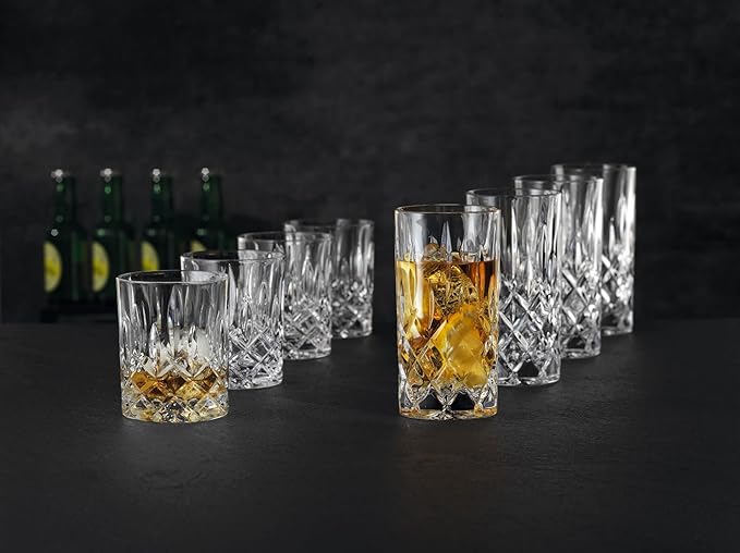 Nachtmann Noblesse 13oz Long Drink Glass (Set of 4) - Luxury Crystal Highball Glasses with Cut Decoration - Ideal for Cocktails, Sparkling Drinks, Beverages - Dishwasher-Safe Barware Essentials