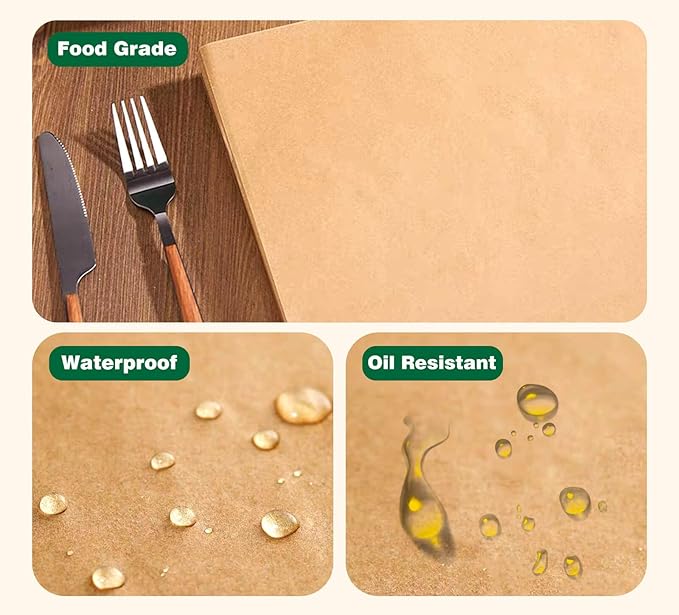 200pcs Unbleached Parchment Paper Sheets, 12x16In Precut Cooking Paper Liners for Baking Sheets, Air Fryer, Microwave, Grilling, Oven, Non-Stick,Non-Toxic, Oil Proof, Food Grade