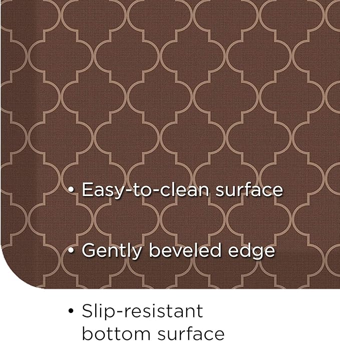 GelPro Anti-Fatigue Designer Comfort Kitchen Floor Mat, 20x48, Trellis Walnut Stain Resistant Surface with 3/4” Thick Ergo-Foam Core for Health and Wellness