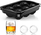 Whiskey Ice Ball Maker, [Fill without Funnel & Easy Release] 2.2'' Round Large Iced Cube Trays with Cover, Reusable Sphere Silicone Ices Tray with Lids for Bourbon, Gift for Brandy Lover