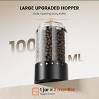 Electric Salt and Pepper Grinder Set - Rechargeable Automatic Salt and Pepper Shakers, Kitchen Appliances with External Adjustable Coarseness, Larger Hopper for Cooking, Home Gifts(2 Pack,Black/Black)