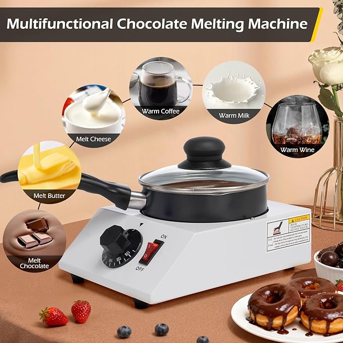 Dyna-Living Chocolate Melting Pot Chocolate Melter Pot 40W Chocolate Warmer for Melting Chocolate, Chocolate Tempering Machine for Home, Electric Chocolate Fountain Machine for Chocolate Melts