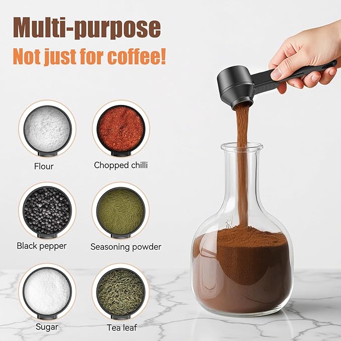 CAPMESSO Coffee Scoop & Funnel for Reusable K Cup Refillable Coffee Pods: 2 Tablespoon Coffee Measuring Scoop - Easy Slide Scoop for Ground Coffee, Protein Powder, Tea without Spilling (1 Pack)