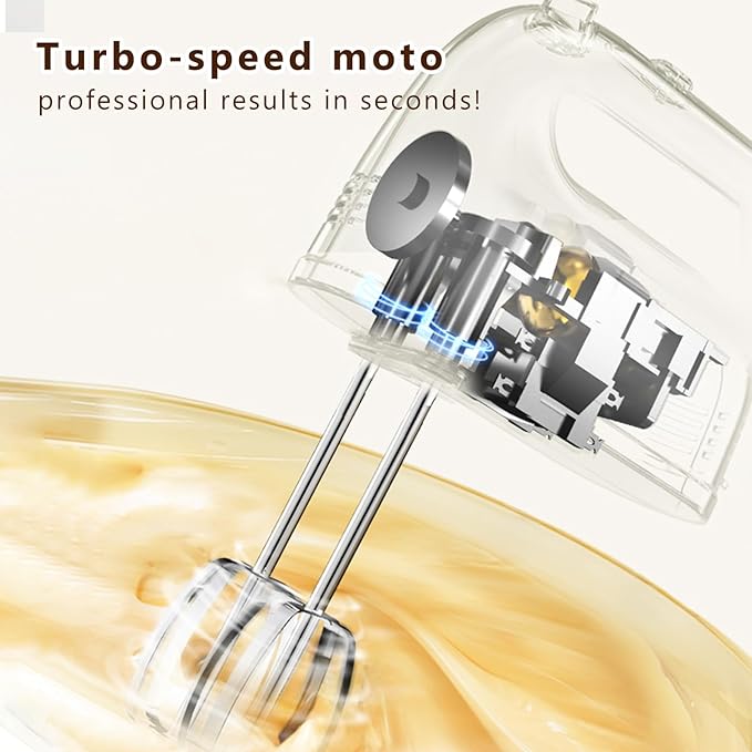 Hand Mixer | 5-Speed Control | 400-Watt Motor | Stainless Steel Attachments | Lightweight & Compact Design | BPA-Free | Black