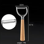 Vegetable peeler, stainless steel Y peeler, suitable for potato and fruit, vegetable peeler, ergonomic non-slip handle, super sharp powerful blade, solid wood handle