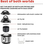 Instant Pot Duo Crisp 11-in-1 Air Fryer and Electric Pressure Cooker Combo with Multicooker Lids that Fries, Steams, Slow Cooks, Dehydrates,Free App With Over 800 Recipes, Black/Stainless Steel, 8QT